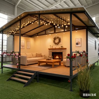 حاوية قابلة للطي 20 قدم مع رأس الرأس المعالج والمواد المقاومة للحريق