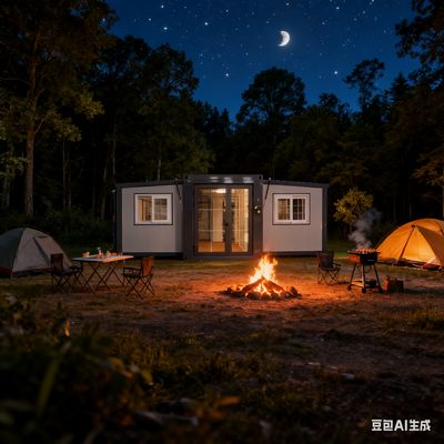 حاوية 20 قدم قابلة للطي بمساحة 37 متر مربع مع ألواح ساندويتش 50 مم/75 مم ونظام سباكة بأنابيب PVC/PPR