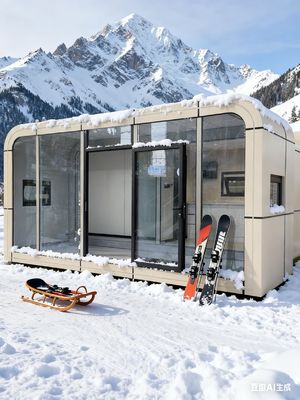 منزل كبسولة أبل حديث وبسيط مقاوم للرياح نعم عدد الأشخاص الذين يستوعبهم 2 شخص