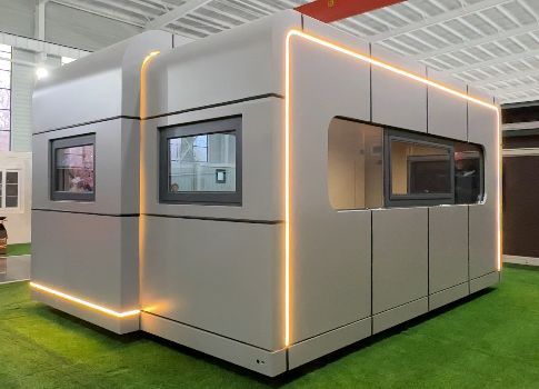 9mm OSB Board B3 Grade Waterproof Apple Capsule House مع احتلال 1 ~ 2 شخص واستهلاك طاقة 12 كيلوواط