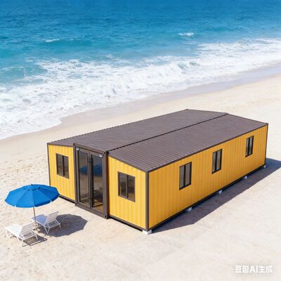 منزل حاوية قابل للتوسيع بطول 40 قدمًا مع مقاومة للزلازل من الدرجة 8، ومساحة أرضية 72 مترًا مربعًا، ومقاومة للحريق من الدرجة أ