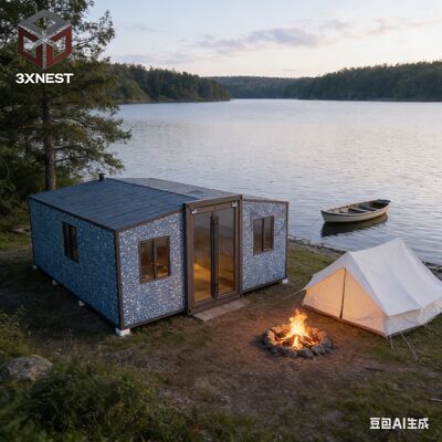 منزل الحاوية القابلة للتوسع 40ft مع L11800 W6060 H2480mm الأبعاد، عزل رغوة البولي يوريثان، وحمام فصل رطب جاف