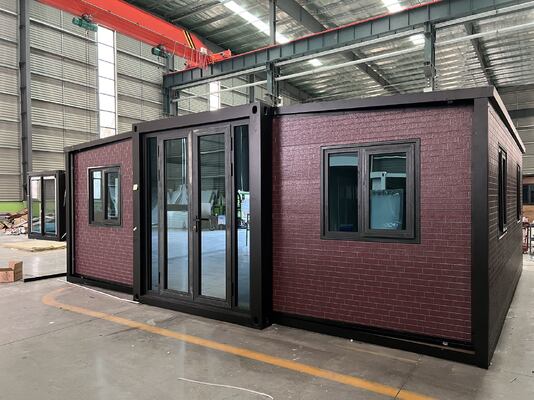 حاويات 20 قدم قابلة للطي من ألواح الساندويتش EPS بسماكة 75 مم، مع مقاومة للرياح 4.18 كيلو نيوتن/متر مربع وأداء زلزالي من المستوى 8